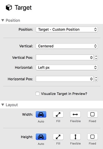 Target settings hud