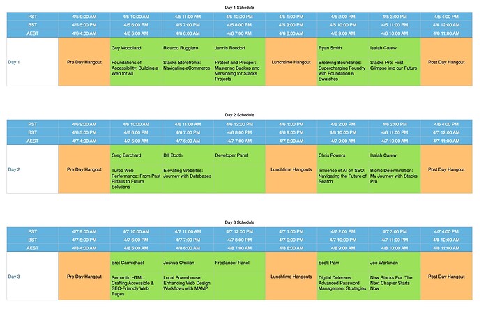 Stacks Summit 2024 Schedule