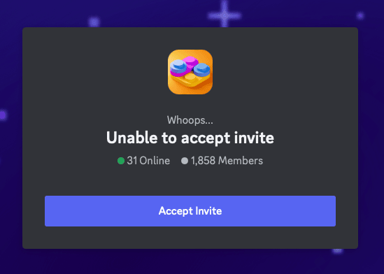Unable to accept invite